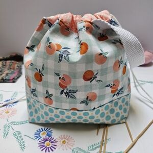 Peach Print Drawstring Bag